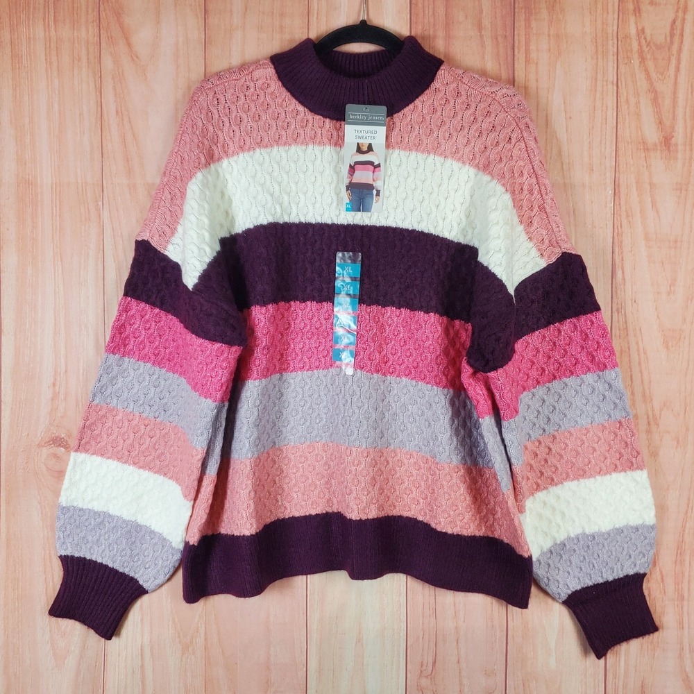 Berkley Jensen Textured Sweater Womens XL Multicolor Cozy Soft Knit Relaxed Fit